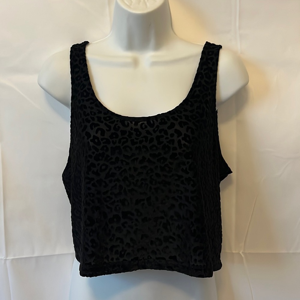 Express Black Leopard Crop Top M